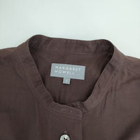 MARGARET HOWELL COTTON VOILE バンドカラー 578-4153011 長袖シャツ 24SS ブラウン レディース マーガレットハウエル【中古】5-0409M∞