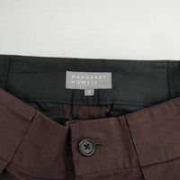 MARGARET HOWELL  578-4143011 MATT COTTON SILK POPLIN コットンシルク タック パンツ 24SS ブラウン レディース マーガレットハウエル【中古】5-0409G∞