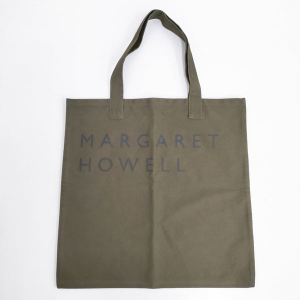 MARGARET HOWELL ロゴプリント トートバッグ カーキ レディース マーガレットハウエル【中古】5-0804G◎