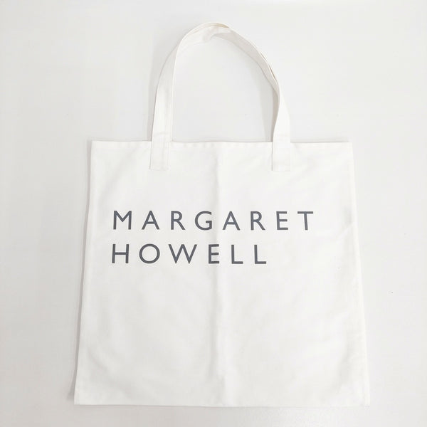 MARGARET HOWELL ロゴプリント トートバッグ ホワイト レディース マーガレットハウエル【中古】5-0804G◎