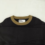 MHL. 595-2263550 PURE WOOL サイズ2 クルーネック セーター ニット 22AW ブラック カーキ レディース エムエイチエル【中古】5-0107T♪