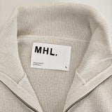 MHL. 596-3160502 VINTAGE DRY COTTON サイズL ハーフジップ コットン セーター ニット 23SS アイボリー メンズ エムエイチエル【中古】5-0117M♪