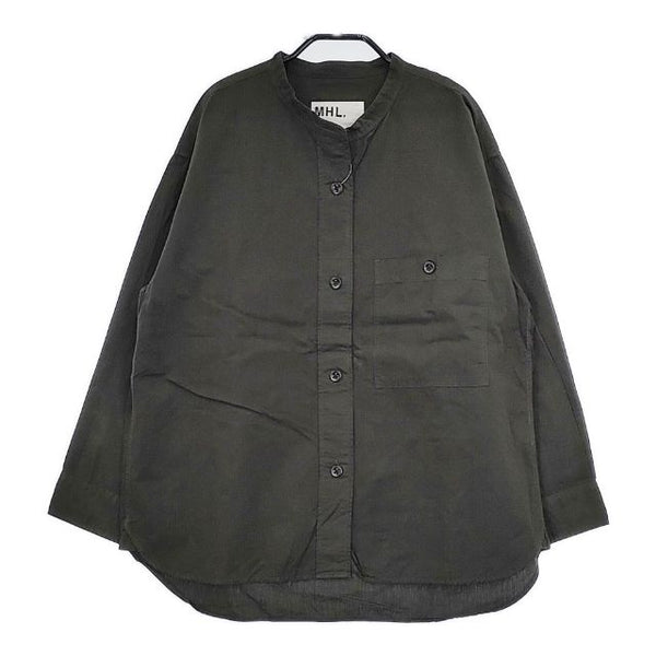 MHL. WA-SHI COTTON POPLIN バンドカラー 595-3153510 和紙コットン 長袖シャツ チャコールグレー レディース エムエイチエル【中古】5-0730M∞