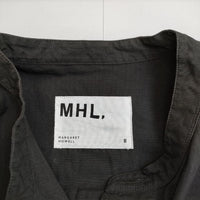 MHL. WA-SHI COTTON POPLIN バンドカラー 595-3153510 和紙コットン 長袖シャツ チャコールグレー レディース エムエイチエル【中古】5-0730M∞