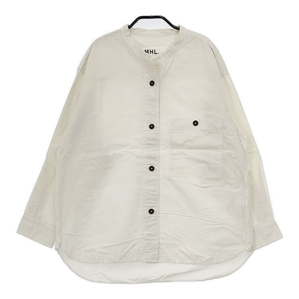 MHL. WA-SHI COTTON POPLIN バンドカラー 595-3153510 和紙コットン 長袖シャツ 23SS アイボリー レディース エムエイチエル【中古】5-0730M∞