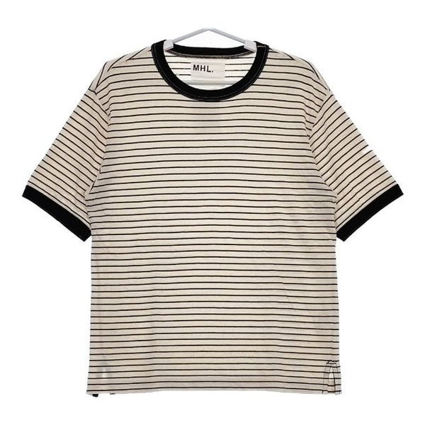 MHL. COTTON LINEN JERSEY 596-1166503 半袖Ｔシャツ カットソー 21SS ベージュ ブラック メンズ エムエイチエル【中古】5-0519S∞