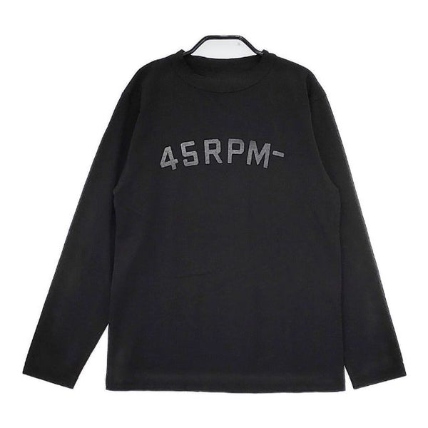 45R/45rpm ロゴプリント コットン サイズ1 長袖Ｔシャツ カットソー ロンＴ ブラック レディース フォーティーファイブアールピーエム【中古】5-0730M∞