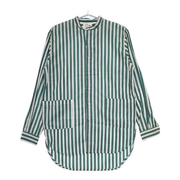 Yarmo ポケット付き ストライプ シャツジャケット YAR-20SS S1 ST 長袖シャツ ホワイト グリーン レディース ヤーモ【中古】5-0712M∞