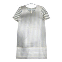 adam et Rope AER Vネック ストライプ 半袖 ワンピース ホワイト ブルー レディース アダムエロペ【中古】5-0702S∞