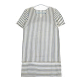 adam et Rope AER Vネック ストライプ 半袖 ワンピース ホワイト ブルー レディース アダムエロペ【中古】5-0702S∞