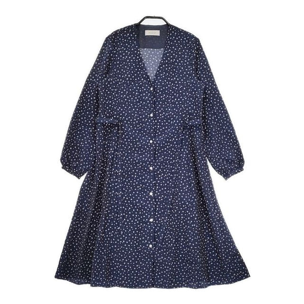 adam et Rope 総柄 ベルト付き ワンピース ネイビー レディース アダムエロペ【中古】5-0712M∞