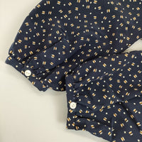 adam et Rope 総柄 ベルト付き ワンピース ネイビー レディース アダムエロペ【中古】5-0712M∞