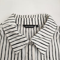 marimekko AITA POPLIN REETTA DRESS ストライプ シャツワンピ サイズ34 ワンピース ホワイト ブラック レディース マリメッコ【中古】5-0411M♪
