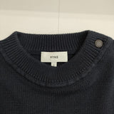 HYKE BELL SLEEVE SWEATER サイドボタン セーター ニット ネイビー レディース ハイク【中古】5-0730M∞