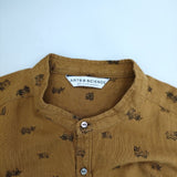 ARTS&SCIENCE 干支 丑 バンドカラーシャツ 0203-U091-1105 長袖シャツ ブラウン系 レディース アーツ&サイエンス【中古】5-0409M∞