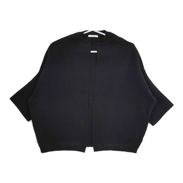 bul bul クルーネック コットン ボタンレス 羽織 カーディガン ブラック レディース バルバル【中古】5-0702M∞