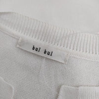 bul bul クルーネック コットン ボタンレス 羽織 カーディガン ホワイト レディース バルバル【中古】5-0702S∞