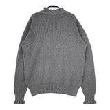 tumugu 未使用品 TK19303 ランダムリブニット フリルハイネック コットン セーター ニット グレー レディース ツムグ【中古】5-0730M∞