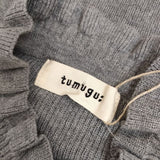 tumugu 未使用品 TK19303 ランダムリブニット フリルハイネック コットン セーター ニット グレー レディース ツムグ【中古】5-0730M∞