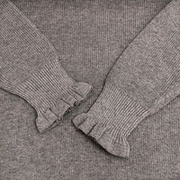 tumugu 未使用品 TK19303 ランダムリブニット フリルハイネック コットン セーター ニット グレー レディース ツムグ【中古】5-0730M∞