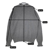 tumugu 未使用品 TK19303 ランダムリブニット フリルハイネック コットン セーター ニット グレー レディース ツムグ【中古】5-0730M∞