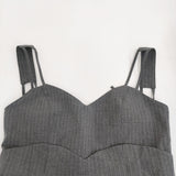 Ameri VINTAGE MEDI CORD SUSPENDER WIDE PANTS 定価19250円 ストライプ サロペット 22SS グレー レディース アメリヴィンテージ【中古】5-0513M♪