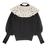 Ameri VINTAGE 02120130310 UND RENEE VELOUR COLLAR KNIT カットワーク付け襟付き セーター ニット ブラック レディース アメリヴィンテージ【中古】5-0112T△