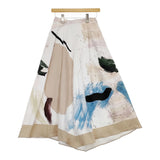 Ameri VINTAGE 01010940120 MARY PAINTING FLARE SKIRT サイズM ロングスカート ホワイト ベージュ マルチカラー レディース アメリヴィンテージ【中古】5-0206M△