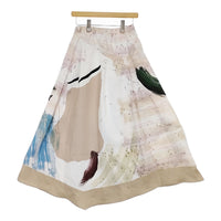 Ameri VINTAGE 01010940120 MARY PAINTING FLARE SKIRT サイズM ロングスカート ホワイト ベージュ マルチカラー レディース アメリヴィンテージ【中古】5-0206M△