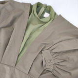 Ameri VINTAGE 02210540641 MEDI OFF SHOULDER PUFF SLEEVE DRESS ワンピース カーキ レディース アメリヴィンテージ【中古】5-0728M△