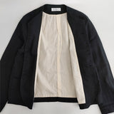 Labo ratory リネンコットン 日本製 サイズF ノーカラージャケット ブラック レディース ラボレイトリー【中古】5-0728M△