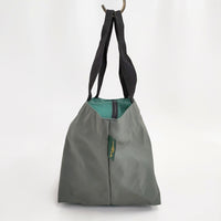 Herve Chapelier 1028N ナイロン舟型ショルダーML フランス製 トートバッグ グレー グリーン レディース エルベ・シャプリエ【中古】5-0804G◎