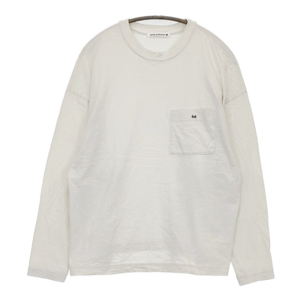 mina perhonen curt va8138 コットン ワンポイント刺繍 ポケット 長袖Ｔシャツ カットソー ロンＴ ライトグレー レディース ミナペルホネン【中古】5-0728M△