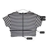 bulle de savon ショート丈 ワイド ボーダー 半袖Ｔシャツ カットソー ホワイト ネイビー レディース ビュルデサボン【中古】5-0702S∞