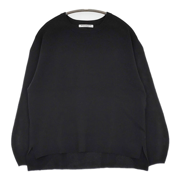 BEAUTY&YOUTH ミラノリブ カーブスリーブ ニット プルオーバー 1613-119-3479 カットソー ブラック レディース ビューティ&ユース【中古】5-0728M△