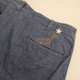 45R/45rpm 麦デニムの908パンツ 45星の908セーラーデニム 定価28600円 クジラ 刺繍 サイズ5 デニムパンツ ブルー レディース フォーティーファイブアールピーエム【中古】5-0806G∞