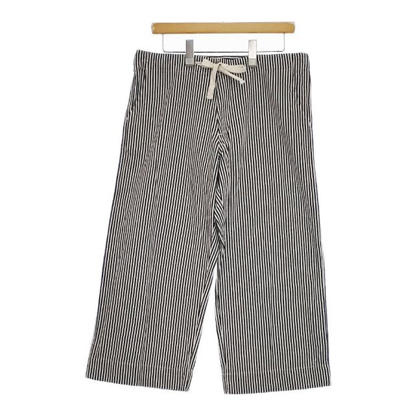 BEAMS BOY ヒッコリー デニムワイドイージー クロップド丈 パンツ ホワイト ネイビー レディース ビームスボーイ【中古】5-0403M∞