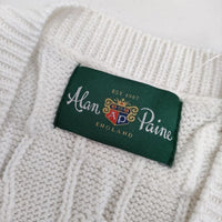 Alan Paine アランペイン ケーブル編み コットン ノースリーブニット ベスト ホワイト レディース【中古】5-0702S∞