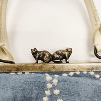 mina perhonen cuddle tambourine ss9974 シルク混 牛革 カドルバッグ ハンドバッグ ミズイロ レディース ミナペルホネン【中古】5-0804G◎