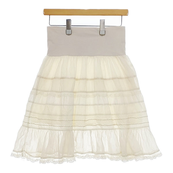 Franche lippee ティアード ペチスカート レース 516025 サイズM ミニスカート アイボリー レディース フランシュリッペ【中古】5-0215M△