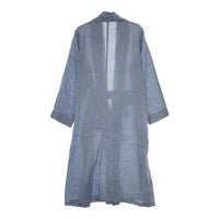 fog linen work リネンロングガウンコート リトアニア製 F28689 リボンベルト付き コート ライトブルー レディース フォグリネンワーク【中古】5-0215M△