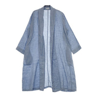 fog linen work リネンロングガウンコート リトアニア製 F28689 リボンベルト付き コート ライトブルー レディース フォグリネンワーク【中古】5-0215M△