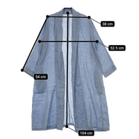 fog linen work リネンロングガウンコート リトアニア製 F28689 リボンベルト付き コート ライトブルー レディース フォグリネンワーク【中古】5-0215M△