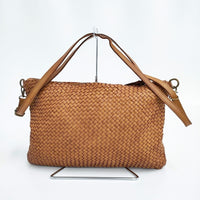 VERA PELLE イタリア製 メッシュレザーバッグ 革 2way ショルダーバッグ ブラウン レディース ヴェラペレ【中古】5-0804G◎
