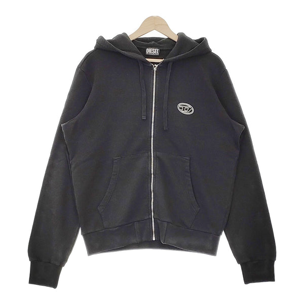 DIESEL Ginn-Hood-Zip-E1 ラメロゴプリントジップアップパーカー A08008 サイズL パーカー ブラック メンズ ディーゼル【中古】5-0119M♪