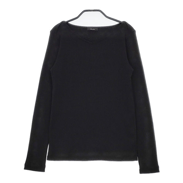 allureville リブカットソー  Vネック サイズ2 2022101515095020 長袖Ｔシャツ カットソー ロンＴ ブラック レディース アルアバイル【中古】5-0215M△