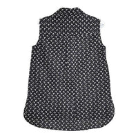 IENA モノトーンプリント デザインカラー 定価14300円 ノースリーブ コットンシルク ブラウス シャツ ブラック ホワイト レディース イエナ【中古】5-0702S∞