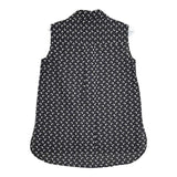 IENA モノトーンプリント デザインカラー 定価14300円 ノースリーブ コットンシルク ブラウス シャツ ブラック ホワイト レディース イエナ【中古】5-0702S∞