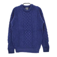 aran WOOLLEN MILLS ウール ケーブル クルーネック サイズXXL セーター ニット ネイビー レディース アランウーレンミルズ【中古】5-0117T♪