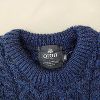 aran WOOLLEN MILLS ウール ケーブル クルーネック サイズXXL セーター ニット ネイビー レディース アランウーレンミルズ【中古】5-0117T♪